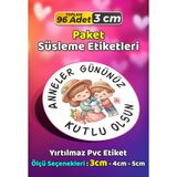 Sb Store Anneler Günü Ambalaj Hediye Paket Süsleme Etiketi Model 70 - 96 Adet 3cm - Çok Renkli - 3 cm - Pvc Etilket