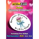 Sb Store Anneler Günü Ambalaj Hediye Paket Süsleme Etiketi Model 71 - 96 Adet 3cm - Çok Renkli - 3 cm - Pvc Etilket