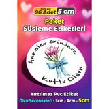 Sb Store Anneler Günü Ambalaj Hediye Paket Süsleme Etiketi Model 71 - 96 Adet 5cm - Çok Renkli - 5 cm - Pvc Etilket
