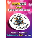 Sb Store Anneler Günü Ambalaj Hediye Paket Süsleme Etiketi Model 74 - 96 Adet 3cm - Çok Renkli - 3 cm - Pvc Etilket