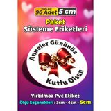 Sb Store Anneler Günü Ambalaj Hediye Paket Süsleme Etiketi Model 80 - 96 Adet 5cm - Çok Renkli - 5 cm - Pvc Etilket