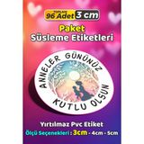 Sb Store Anneler Günü Ambalaj Hediye Paket Süsleme Etiketi Model 82 - 96 Adet 3cm - Çok Renkli - 3 cm - Pvc Etilket