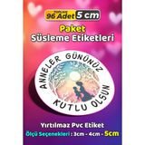 Sb Store Anneler Günü Ambalaj Hediye Paket Süsleme Etiketi Model 82 - 96 Adet 5cm - Çok Renkli - 5 cm - Pvc Etilket