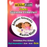 Sb Store Anneler Günü Ambalaj Hediye Paket Süsleme Etiketi Model 99 - 96 Adet 5cm - Çok Renkli - 5 cm - Pvc Etilket