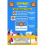 SB store Aslan Kral Temalı Okul Kreş Kişiye Özel Isim Etiket Seti - Model 2