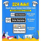 Sb Store Beşiktaş Okul Kreş İsim Etiketi Kalem Defter Özel İsim Yazılabilen Etiket Seti Model 28 - 224 Adet