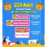 Sb Store Garfield Temalı Okul Kreş Kişiye Özel İsim Etiket Seti - Model 71