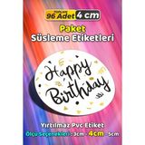 Sb Store Happy Birthday Doğum Günü Hediye Paket Süsleme Etiketi Model 82 - 96 Adet 4cm - Çok Renkli - 4 cm - Pvc Etilket