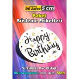 Sb Store Happy Birthday Doğum Günü Hediye Paket Süsleme Etiketi Model 82 - 96 Adet 5cm - Çok Renkli - 5 cm - Pvc Etilket