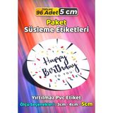 Sb Store Happy Birthday Doğum Günü Hediye Paket Süsleme Etiketi Model 83 - 96 Adet 5cm - Çok Renkli - 5 cm - Pvc Etilket