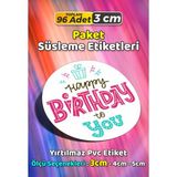 Sb Store Happy Birthday Doğum Günü Hediye Paket Süsleme Etiketi Model 85 - 96 Adet 3cm - Çok Renkli - 3 cm - Pvc Etilket