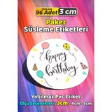 Sb Store Happy Birthday Doğum Günü Hediye Paket Süsleme Etiketi Model 86 - 96 Adet 3cm - Çok Renkli - 3 cm - Pvc Etilket