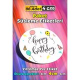 Sb Store Happy Birthday Doğum Günü Hediye Paket Süsleme Etiketi Model 86 - 96 Adet 4cm - Çok Renkli - 4 cm - Pvc Etilket