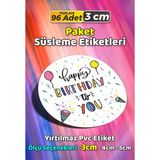 Sb Store Happy Birthday Doğum Günü Hediye Paket Süsleme Etiketi Model 87 - 96 Adet 3cm - Çok Renkli - 3 cm - Pvc Etilket