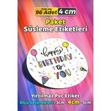 Sb Store Happy Birthday Doğum Günü Hediye Paket Süsleme Etiketi Model 87 - 96 Adet 4cm - Çok Renkli - 4 cm - Pvc Etilket