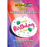 Sb Store Happy Birthday Doğum Günü Hediye Paket Süsleme Etiketi Model 89 - 96 Adet 4cm - Çok Renkli - 4 cm - Pvc Etilket
