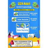 SB store Kaplumbağa Temalı Okul Kreş Etiketi Kalem Defter Özel Isim Yazılabilen Etiket Seti - Model 196