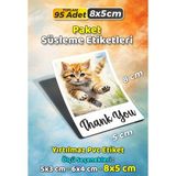 Sb Store Kedi Temalı Ambalaj Hediye Paket Süsleme Etiketi Model 71 - 95 Adet 8cm - Çok Renkli - 8 cm - Pvc Etiket