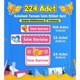Sb Store Kelebek Temalı Okul Kreş Kişiye Özel İsim Etiket Seti - Model 38