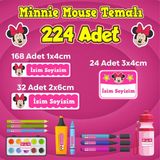 Sb Store Minnie Mouse Okul Kreş Etiketi Kalem Defter Özel Isim Yazılabilen Etiket Seti Model 14 - 224 Adet - Karışık-Çok Renkli