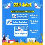 Sb Store Okul Kreş Etiketi Kalem Defter Özel İsim Yazılabilen Etiket Seti Model 109 (224 Adet)