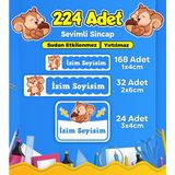 Sb Store Okul Kreş Etiketi Kalem Defter Özel İsim Yazılabilen Etiket Seti Model 113 (224 Adet)