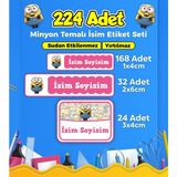 Sb Store Okul Kreş İsim Etiketi Kalem Defter Özel İsim Yazılabilen Etiket Seti Model 15 - 224 Adet
