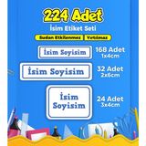 Sb Store Okul Kreş İsim Etiketi Kalem Defter Özel İsim Yazılabilen Etiket Seti Model 36 - 224 Adet