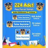Sb Store Okul Kreş Kişiye Özel Isim Etiket Seti Paw Patrol Temalı - Model 731