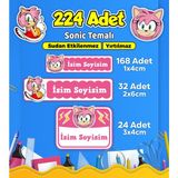 Sb Store Okul Kreş Kişiye Özel Isim Etiket Seti Sonic Temalı - Model 644