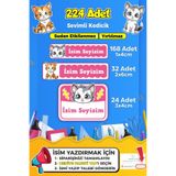 SB store Sevimli Kedi Temalı Okul Kreş Kişiye Özel isim Etiket Seti - Model 367