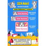 SB store Sevimli Kedi Temalı Okul Kreş Kişiye Özel isim Etiket Seti - Model 379