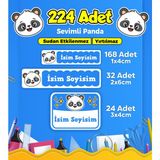 Sb Store Sevimli Panda Temalı Okul Kreş Kişiye Özel İsim Etiket Seti - Model 57