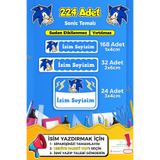 SB store Sonic Temalı Okul Kreş Kişiye Özel Isim Etiket Seti - Model 20