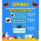 Sb Store Spiderman Okul Kreş İsim Etiketi Kalem Defter Özel İsim Yazılabilen Etiket Seti Model 21 - 224 Adet