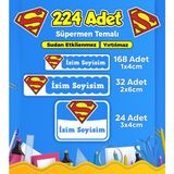Sb Store Süpermen Okul Kreş İsim Etiketi Kalem Defter Özel İsim Yazılabilen Etiket Seti Model 22
