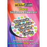 Sb Store Teşekkürler Ambalaj Hediye Paket Süsleme Etiketi Model 71 - 96 Adet 3cm - Çok Renkli - 3 cm - Pvc Etilket