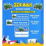 Sb Store Traktör Okul Kreş Etiketi Kalem Defter Özel İsim Yazılabilen Etiket Seti Model 66 (224 Adet)