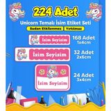 Sb Store Unicorn Okul Kreş İsim Etiketi Kalem Defter Özel İsim Yazılabilen Etiket Seti Model 48 - 224 Adet