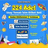 Sb Store Uzay Temalı Okul Kreş İsim Etiketi Kalem Defter Özel İsim Yazılabilen Etiket Seti Model 25 - 224 Adet
