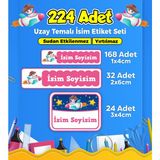 Sb Store Uzay Temalı Okul Kreş İsim Etiketi Kalem Defter Özel İsim Yazılabilen Etiket Seti Model 50 - 224 Adet