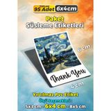 Sb Store Van Gogh Tarzı Ambalaj Hediye Süsleme Etiketi Model 1 - 95 Adet 6cm - Çok Renkli - 6 cm - Pvc Etiket