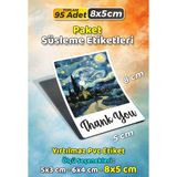 Sb Store Van Gogh Tarzı Ambalaj Hediye Süsleme Etiketi Model 1 - 95 Adet 8cm - Çok Renkli - 8 cm - Pvc Etiket