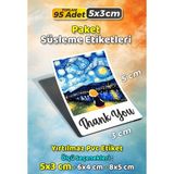 Sb Store Van Gogh Tarzı Ambalaj Hediye Süsleme Etiketi Model 3 - 95 Adet 5cm - Çok Renkli - 5 cm - Pvc Etiket