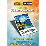 Sb Store Van Gogh Tarzı Ambalaj Hediye Süsleme Etiketi Model 4 - 95 Adet 5cm - Çok Renkli - 5 cm - Pvc Etiket
