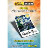 Sb Store Van Gogh Tarzı Ambalaj Hediye Süsleme Etiketi Model 6 - 95 Adet 8cm - Çok Renkli - 8 cm - Pvc Etiket