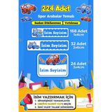 SB store Yarış Arabası Temalı Okul Kreş Kişiye Özel İsim Etiket Seti - Model 264
