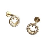 Sb Takı Tragus Piercing Taşlı Çengelli Iğne 316L Cerrahi Çelik 1.2mm Kalınlık 8mm Boy Altın - Genel