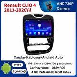 SBAID Conio Renault CLIO 4 2013-2020 Yıl uyumlu 4GB Ram 64GB Rom Hafıza Android Kablosuz Carplay Navigasyon Multimedya 10 Inç Ekran Hediye görüş kamerası Hediye Çerçevesi 4+64 - Siyah
