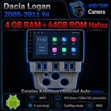 SBAID Dacia Logan 2005-2011 Yıl Uyumlu 4GB Ram 64GB Rom Hafıza Android Kablosuz Carplay Navigasyon Multimedya 9 Inç Ekran Hediye Görüş Kamerası Hediye Çerçevesi 4+64 - geri görüş kamerası hediye, ----çerçeve hediye dahil